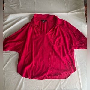 Dark Pink V Neck Blouse